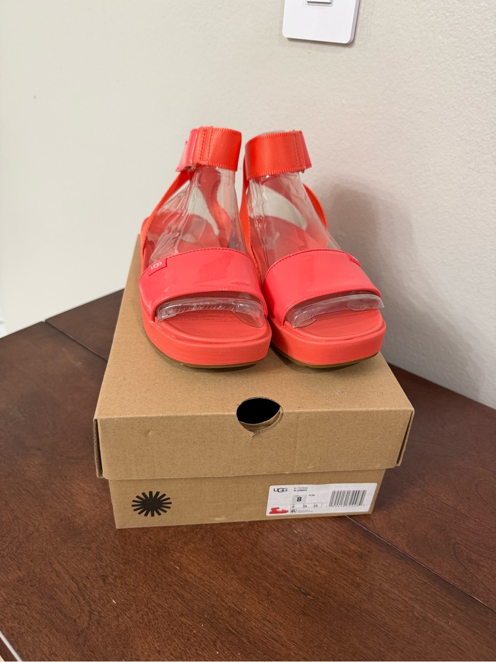 UGG Women’s Coral-Red Platform Sandals